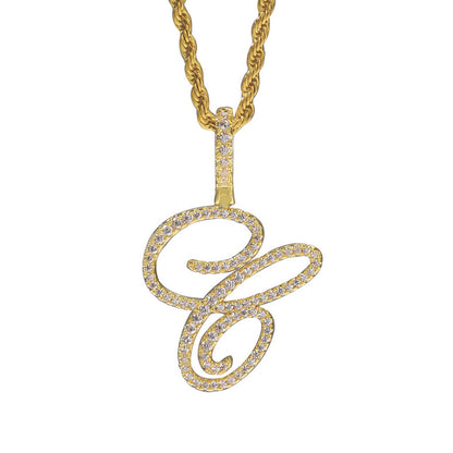 Heritage Architecture - Write My Name - Cursive Zircon Letter Necklace in 18K Gold