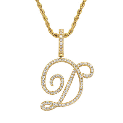 Heritage Architecture - Write My Name - Cursive Zircon Letter Necklace in 18K Gold