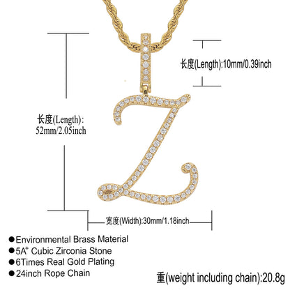 Heritage Architecture - Write My Name - Cursive Zircon Letter Necklace in 18K Gold