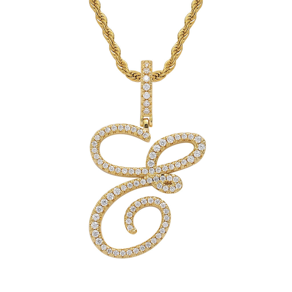 Heritage Architecture - Write My Name - Cursive Zircon Letter Necklace in 18K Gold