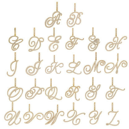 Heritage Architecture - Write My Name - Cursive Zircon Letter Necklace in 18K Gold