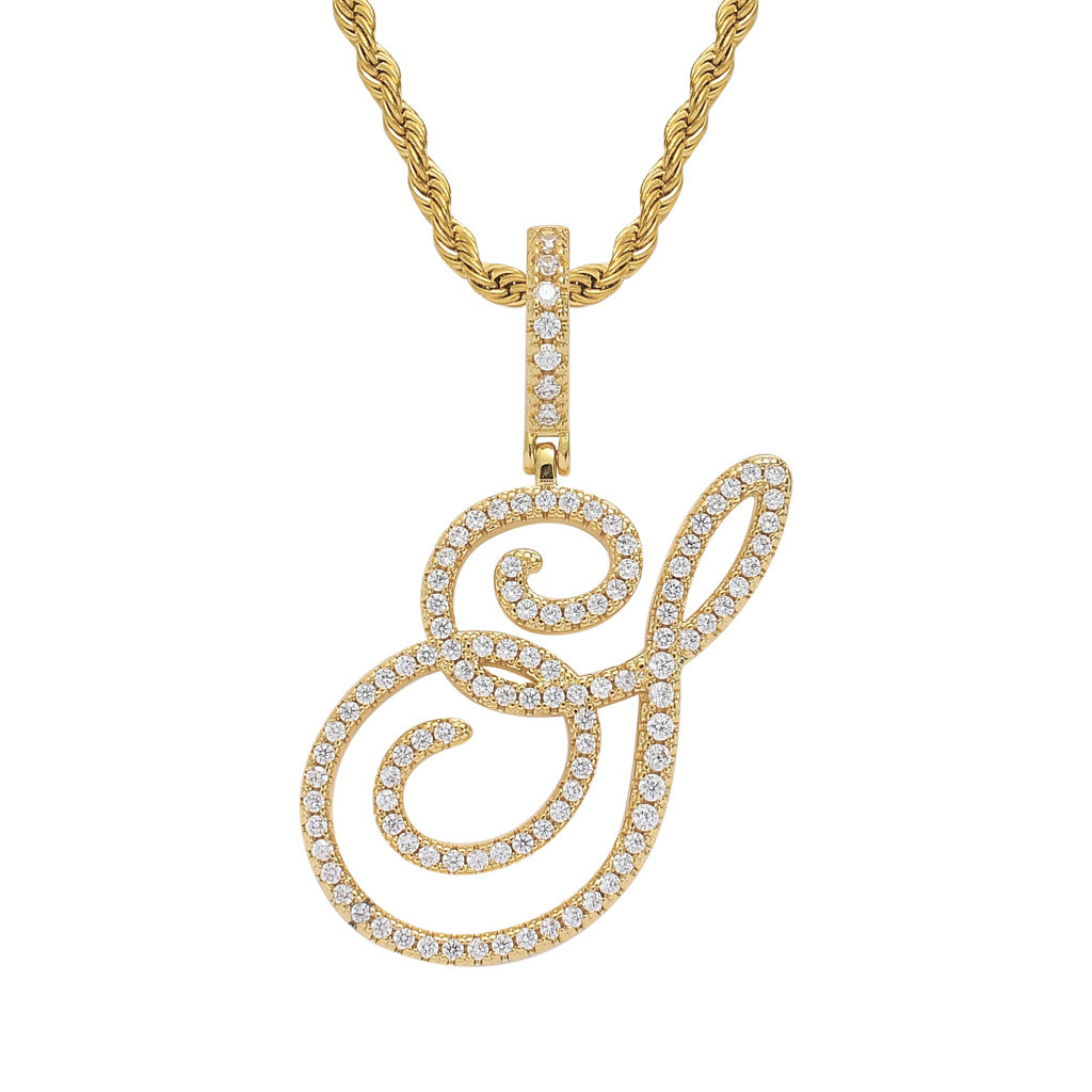 Heritage Architecture - Write My Name - Cursive Zircon Letter Necklace in 18K Gold