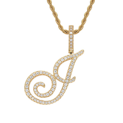 Heritage Architecture - Write My Name - Cursive Zircon Letter Necklace in 18K Gold