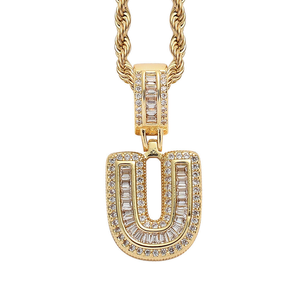 Heritage Architecture - Forever Yours - 18K Gold Ice Zircon Letter Necklace