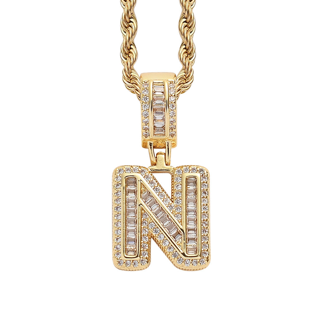 Heritage Architecture - Forever Yours - 18K Gold Ice Zircon Letter Necklace