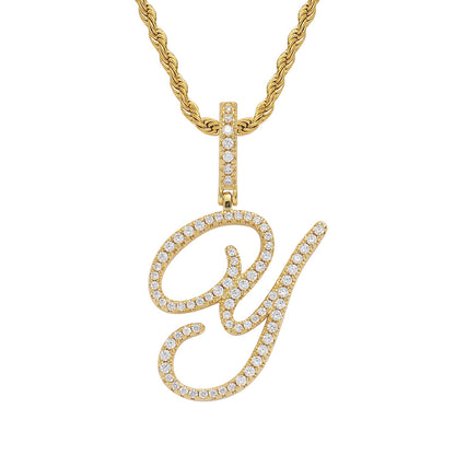 Heritage Architecture - Write My Name - Cursive Zircon Letter Necklace in 18K Gold