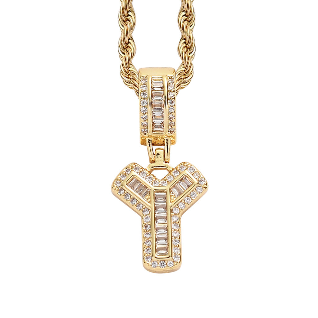 Heritage Architecture - Forever Yours - 18K Gold Ice Zircon Letter Necklace