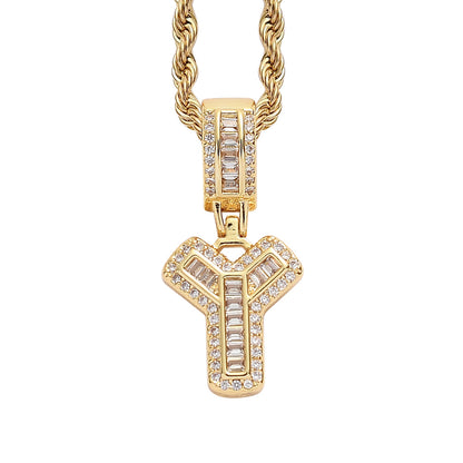 Heritage Architecture - Forever Yours - 18K Gold Ice Zircon Letter Necklace