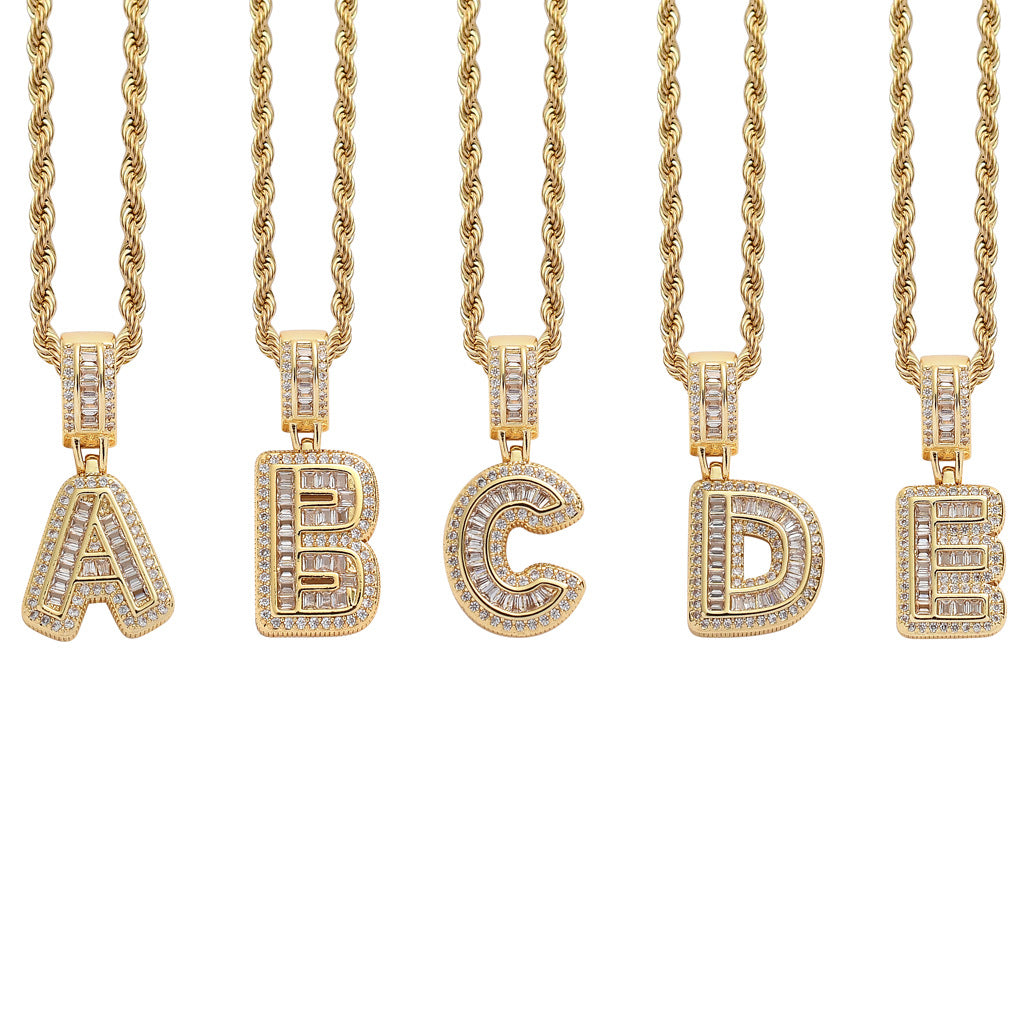 Heritage Architecture - Forever Yours - 18K Gold Ice Zircon Letter Necklace