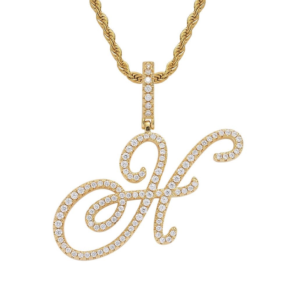 Heritage Architecture - Write My Name - Cursive Zircon Letter Necklace in 18K Gold