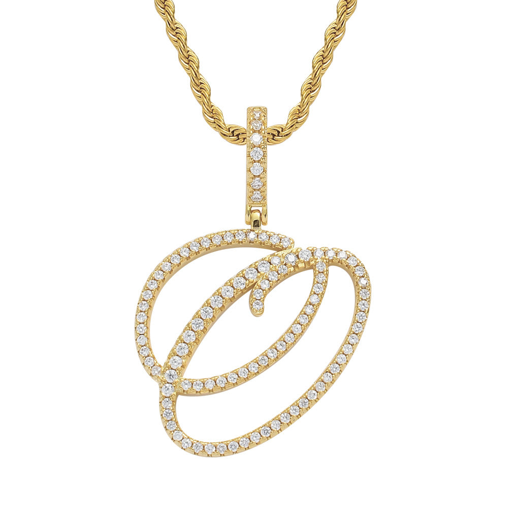 Heritage Architecture - Write My Name - Cursive Zircon Letter Necklace in 18K Gold