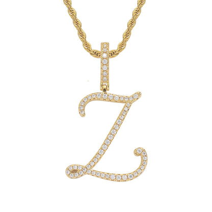 Heritage Architecture - Write My Name - Cursive Zircon Letter Necklace in 18K Gold