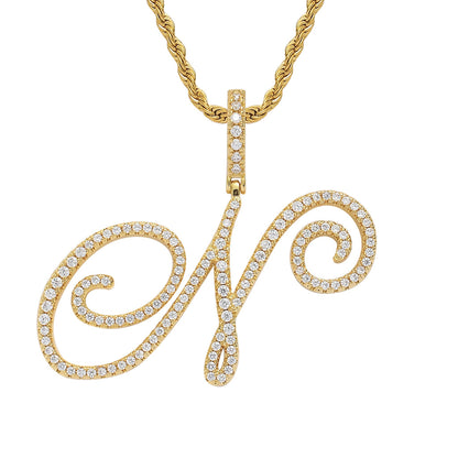 Heritage Architecture - Write My Name - Cursive Zircon Letter Necklace in 18K Gold