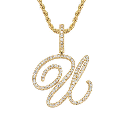Heritage Architecture - Write My Name - Cursive Zircon Letter Necklace in 18K Gold