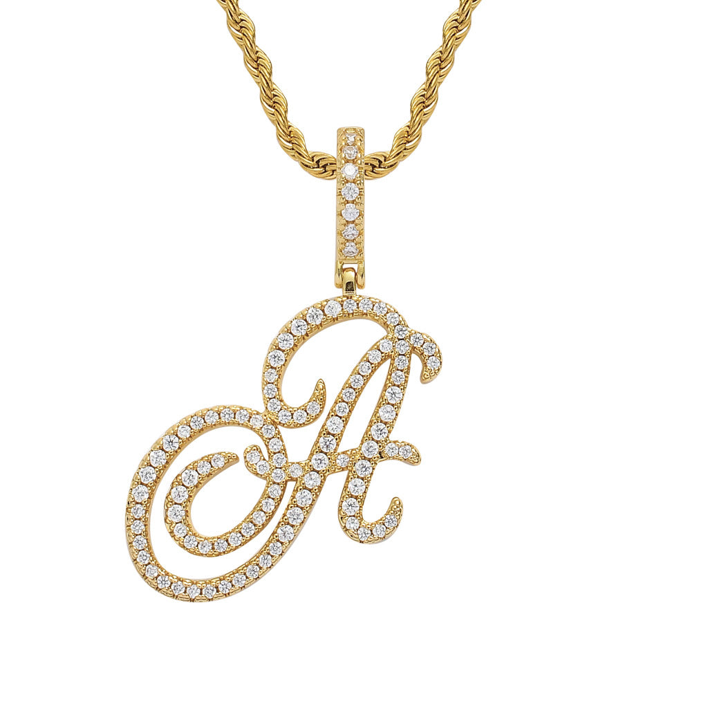 Heritage Architecture - Write My Name - Cursive Zircon Letter Necklace in 18K Gold
