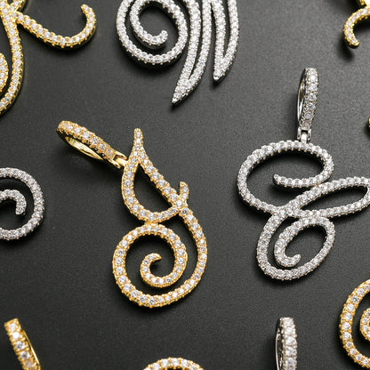 Heritage Architecture - Write My Name - Cursive Zircon Letter Necklace in 18K Gold