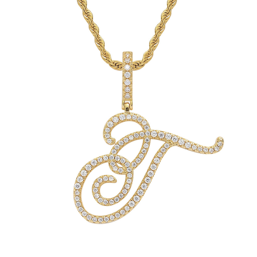 Heritage Architecture - Write My Name - Cursive Zircon Letter Necklace in 18K Gold