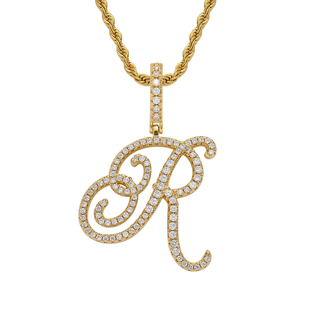 Heritage Architecture - Write My Name - Cursive Zircon Letter Necklace in 18K Gold