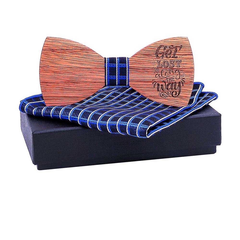 Heritage Architecture - Personalized Wooden Bow Tie Gift Set - GET LOST ALONE THE WAY