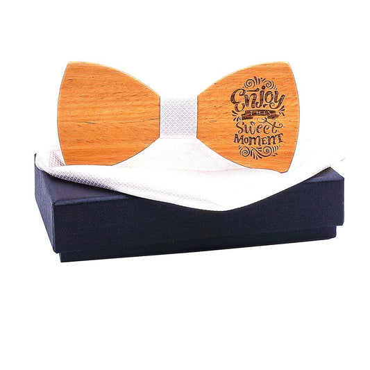 Heritage Architecture - Personalized Wooden Bow Tie Gift Set - ENJOY THIS SWEET MOMENT