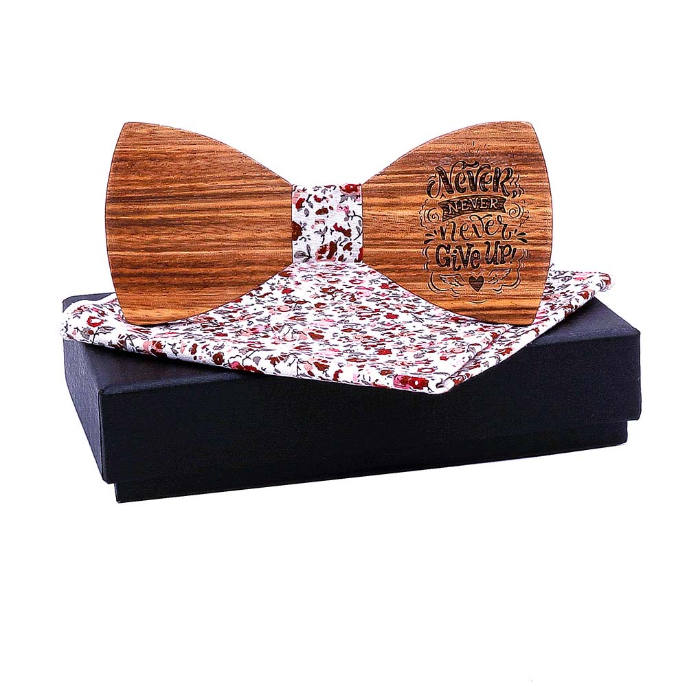 Heritage Architecture - Personalized Wooden Bow Tie Gift Set - NEVER GIVE UP